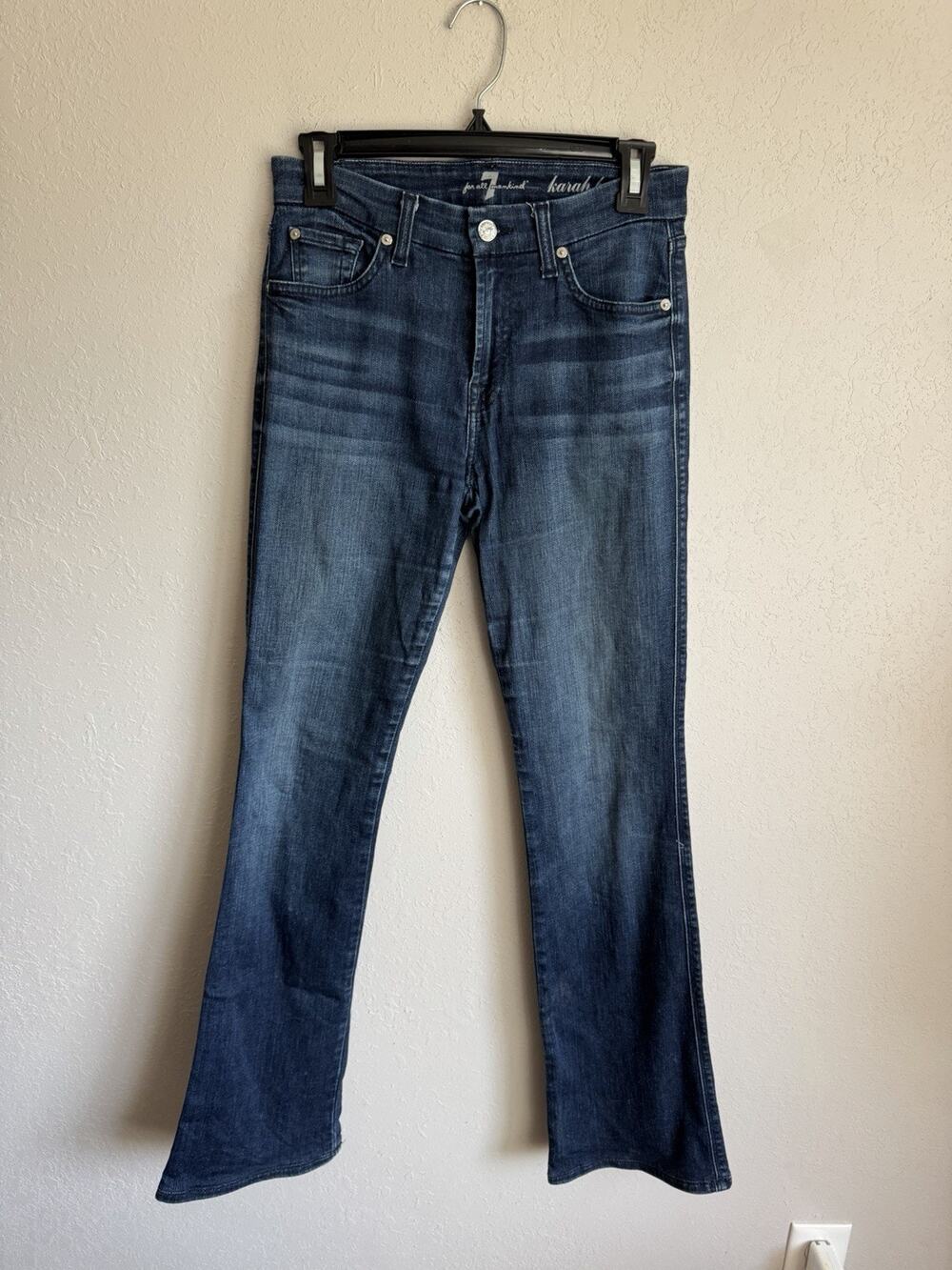 7 for All Mankind Dark Wash Blue Denim Karah Boot Cut Jeans Womens 28 Casual